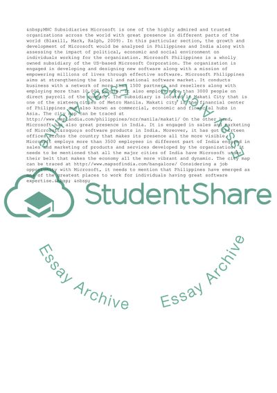 Multinational Corporation Management: The Global Opportunities to Work at Microsoft