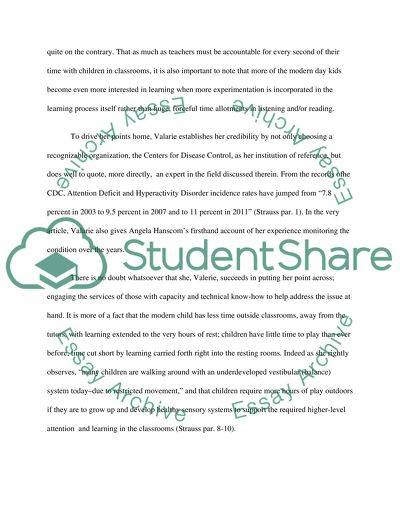 Valarie Strauss - Childrens Dilemma in Classrooms