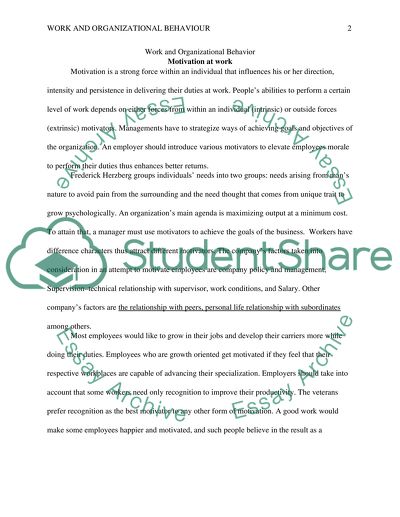 Work and Organizational Behavior