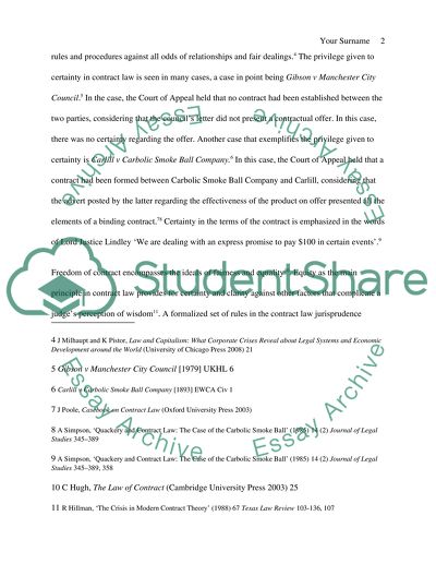 Law of Contract as Used in Courts Today That Perceives Market in an Outdated Vision