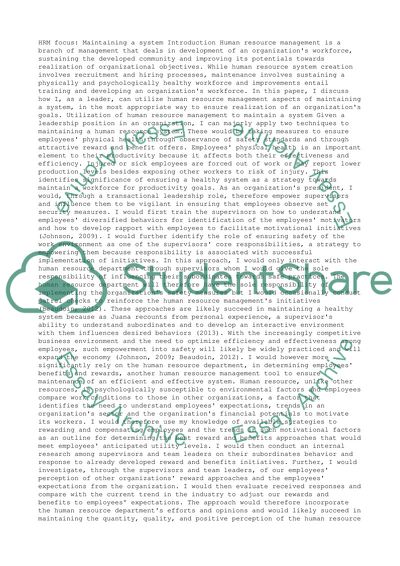 HRM focus: Maintaining a system