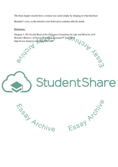 Westren Monasticism, Benedict as Examplar, Pope Gregory the great