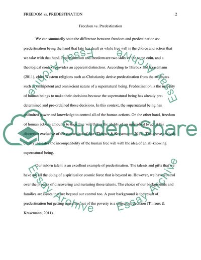 Freedom vs. Predestination