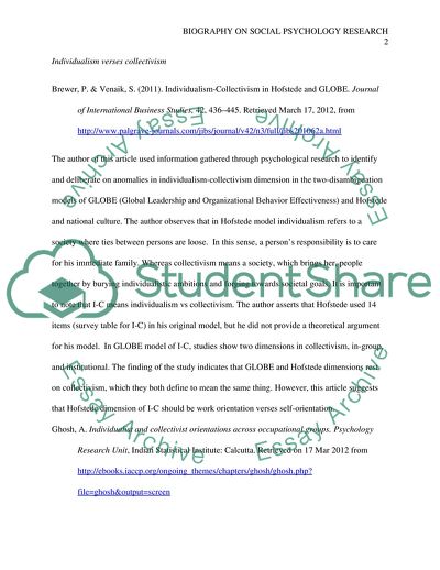 Bibliography on Social Psychology Research