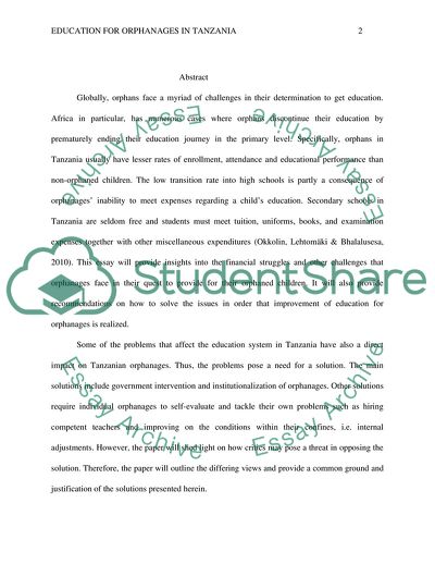 Solutions to Improve Education for Orphanages in Tanzania