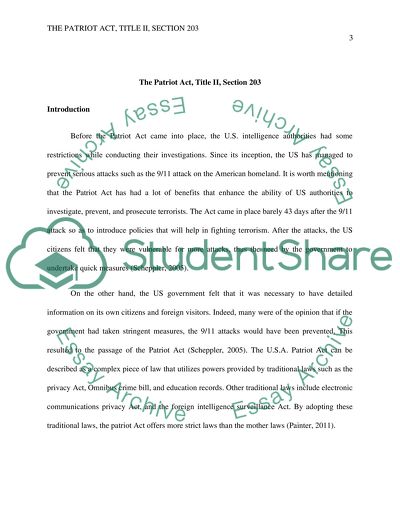 The Patriot Act, Title II, Section 203