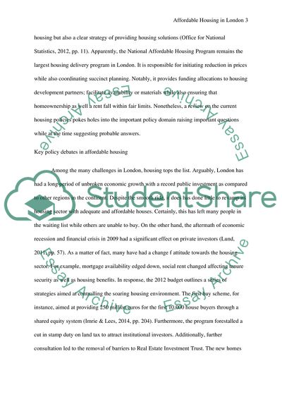 Policy Review on Affordable Housing in London