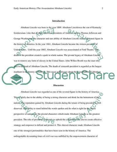 Early American History: The Assassination of Abraham Lincoln