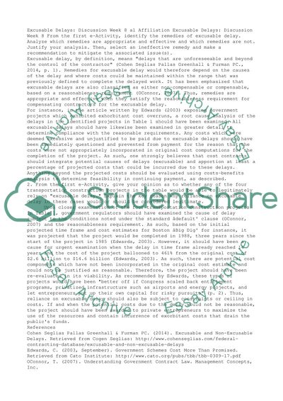 Excusable Delays Issues