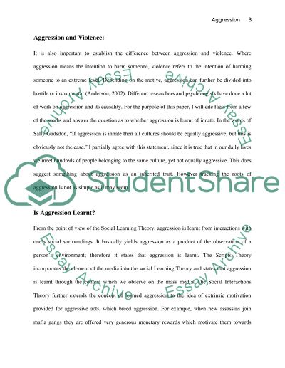 Is Aggression Learnt