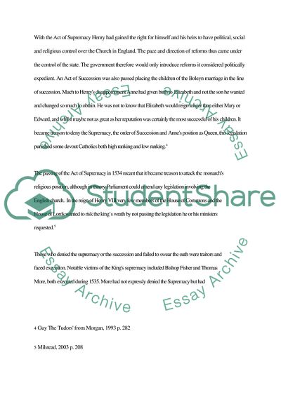 Passing Legislation That Made Henry VIII the Supreme Head of the Church