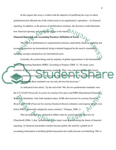 Globalization of Financial Reporting