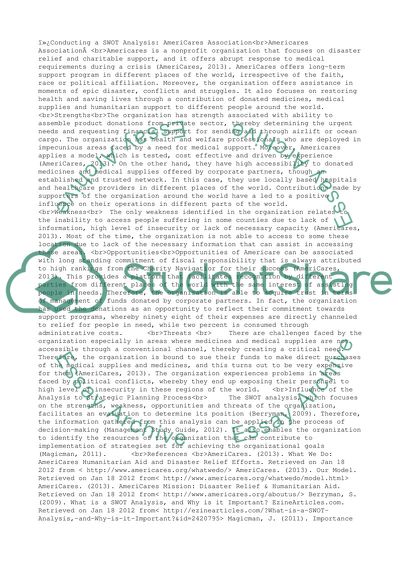 AmeriCares Association, Strengths and Weakness