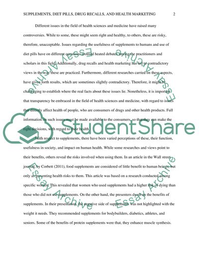 Supplements, Diet Pills, Drug Recalls, and Health Marketing