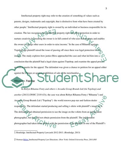Intellectual Property Right: The Case Rihanna v Topshop