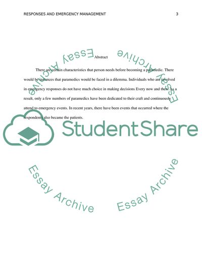 Responses and Emergency Management