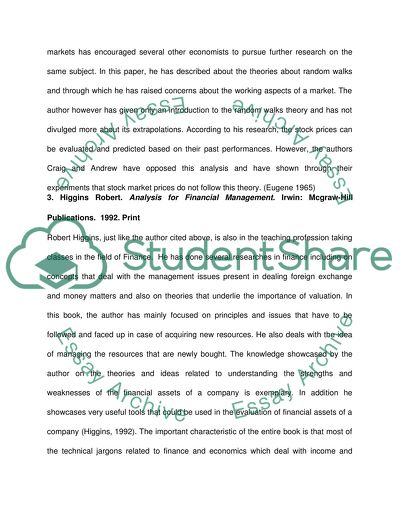 Annotated Bibliography on Finance