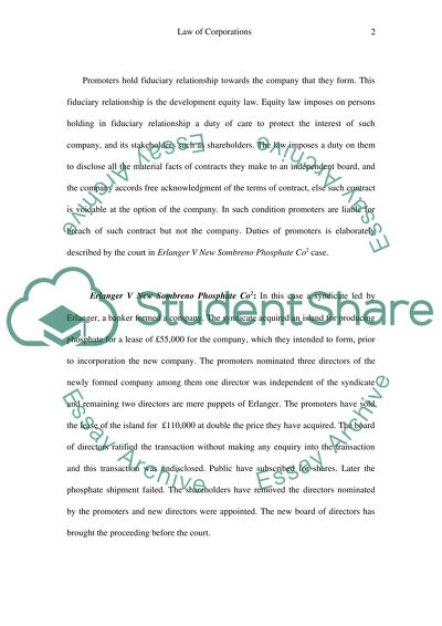 Duty for Promoters towards Corporation