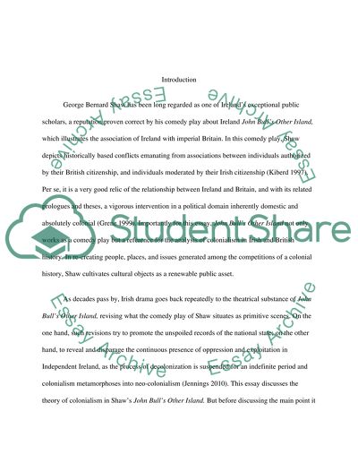 Colonialism in John Bulls Other Island