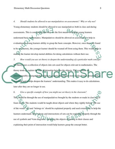 Elementary Math Questions