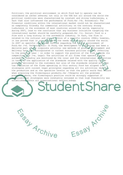 Fords Strategic Positions