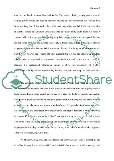 From Hallie to Master Harold: The Transformation