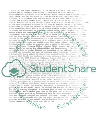 Consumer Behaviour Aspects: Success of Amazon Kindle