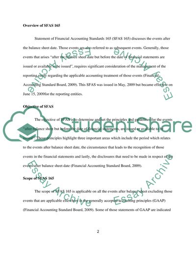 Events after the Balance Sheet Date. SFAS 165