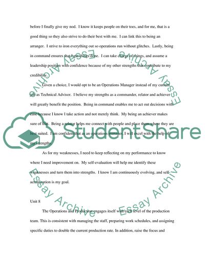 Personal Reflection Journal Assignment Unit 6, 7, 8, and 9