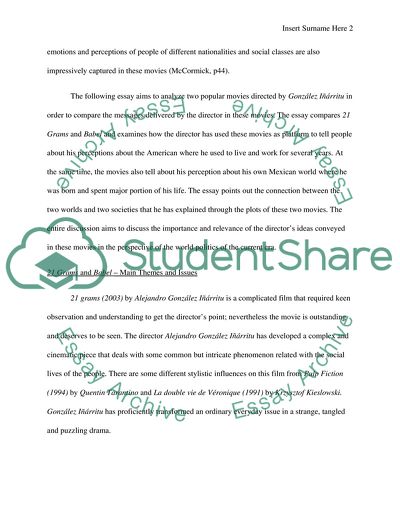 Mexican Film Makers Concepts of the Movies Bible and 21 Grams