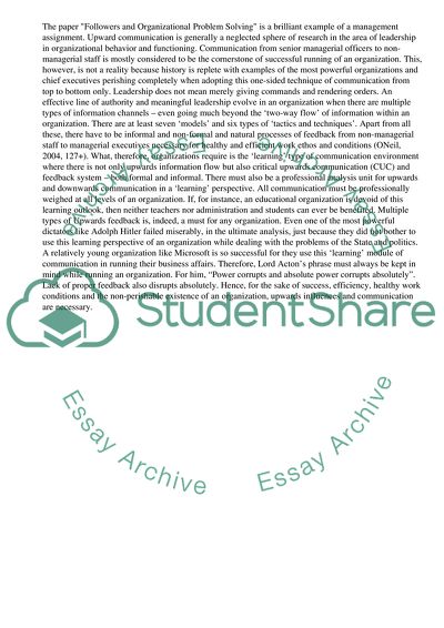 Followers and Organizational Problem Solving