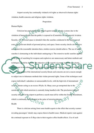 Argumentative research paper on Airport security versues Civil rights violated