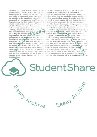 Staff Motivation in the Human Resource Management Programs