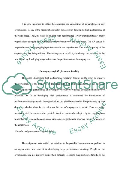 &#8226;Developing high performance working