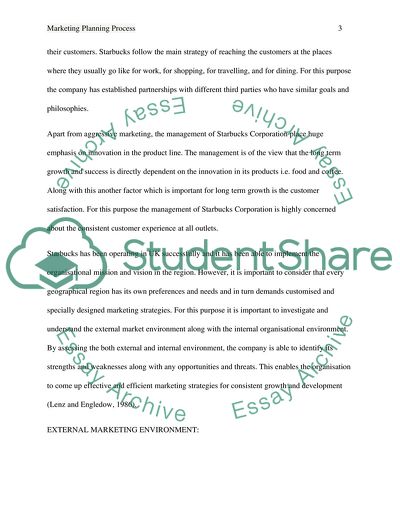 Marketing Planning Process of the Starbucks Corporation