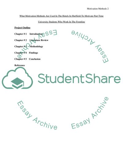 Motivation Methods Used in the Sheffield Hotels
