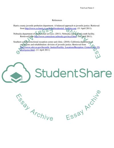 Long Term Confinement Facilities Used for Juvenile Detention