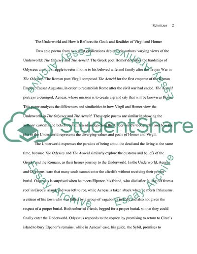 The Underworld and How it Reflects the Goals and Realities of Virgil and Homer