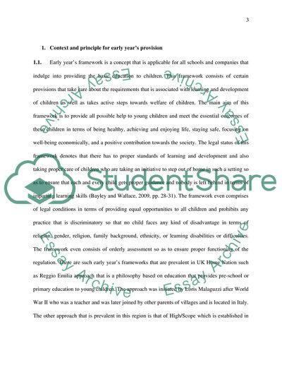 Context and principle for early years provision