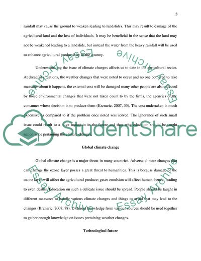 Ways of Managing Climate Changes and Its Significance to the Nation