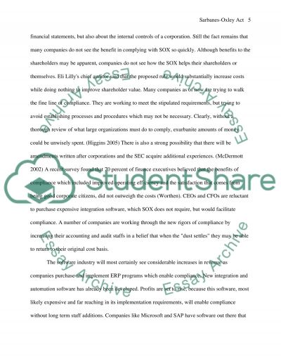 sarbanes oxley act essay The sarbanes-oxley act became the widest on the scope legislative act about securities from 2002, accepted in the united states of america for the last 70 years share in social networks essay-writer. sarbanes oxley act essay The sarbanes-oxley act became the widest on the scope legislative act about securities from 2002, accepted in the united states of america for the last 70 years share in social networks essay-writer.