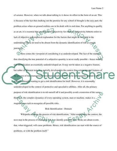 Risk Identification Essay Example Topics And Well Written Essays Risk Identification English Essay Outline Format also High School English Essay Topics Affordable Assignment Purchase