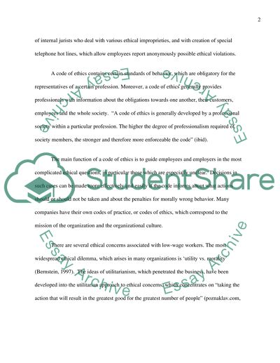 Ethical Concerns Related to Low-Wage Workers