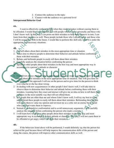 Listening Analysis and Interpersonal Behavior Goal
