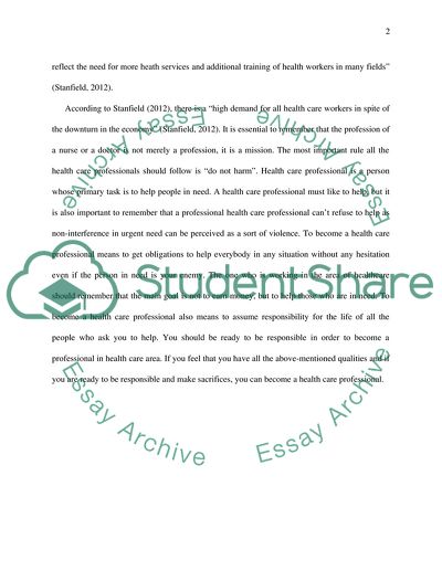 Choosing a Profession in Healthcare