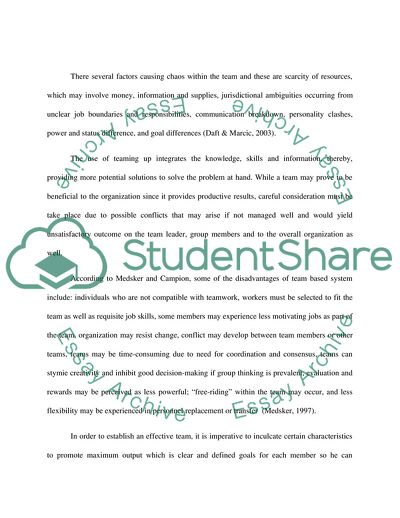 Teamwork in Organisations