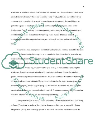 MYOBs Interdepartmental Communication