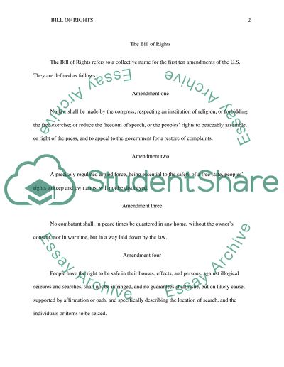 The US Constitutional Bill of Rights