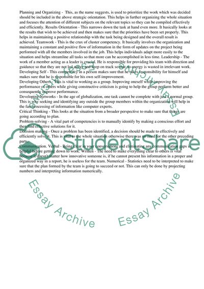 Cluster Competencies and Their Behavior