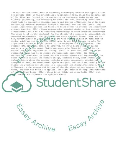 Six Sigma Methodology